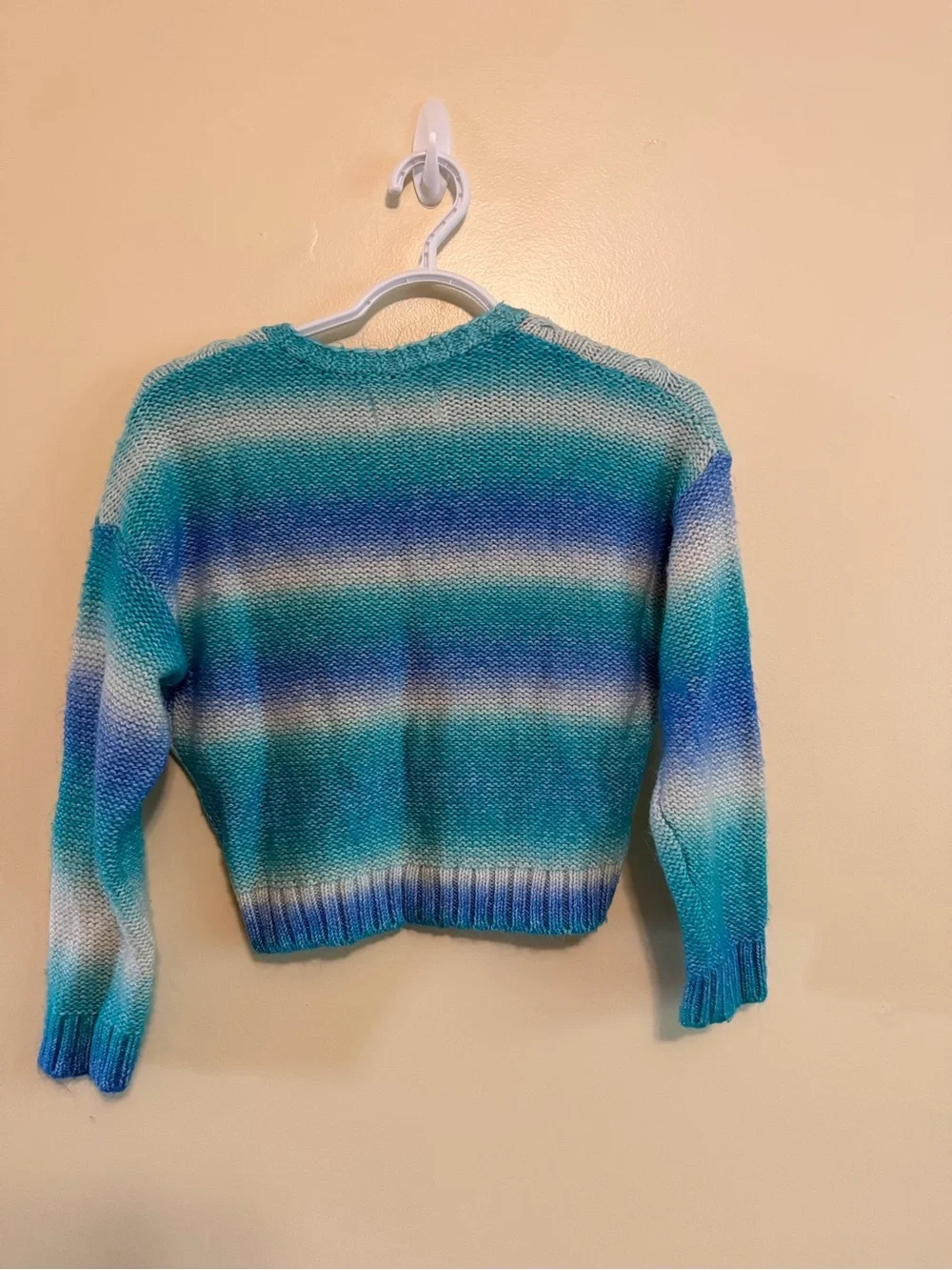 Justice Teal and Blue Ombre Cable-Knit Crewneck Sweater